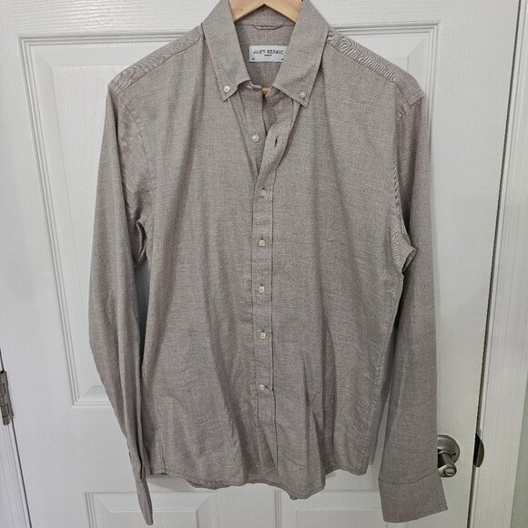 JOHN HENRIC Flannel Shirt 15 - 38 Taupe Flannel Button Down Office Work - Picture 1 of 1